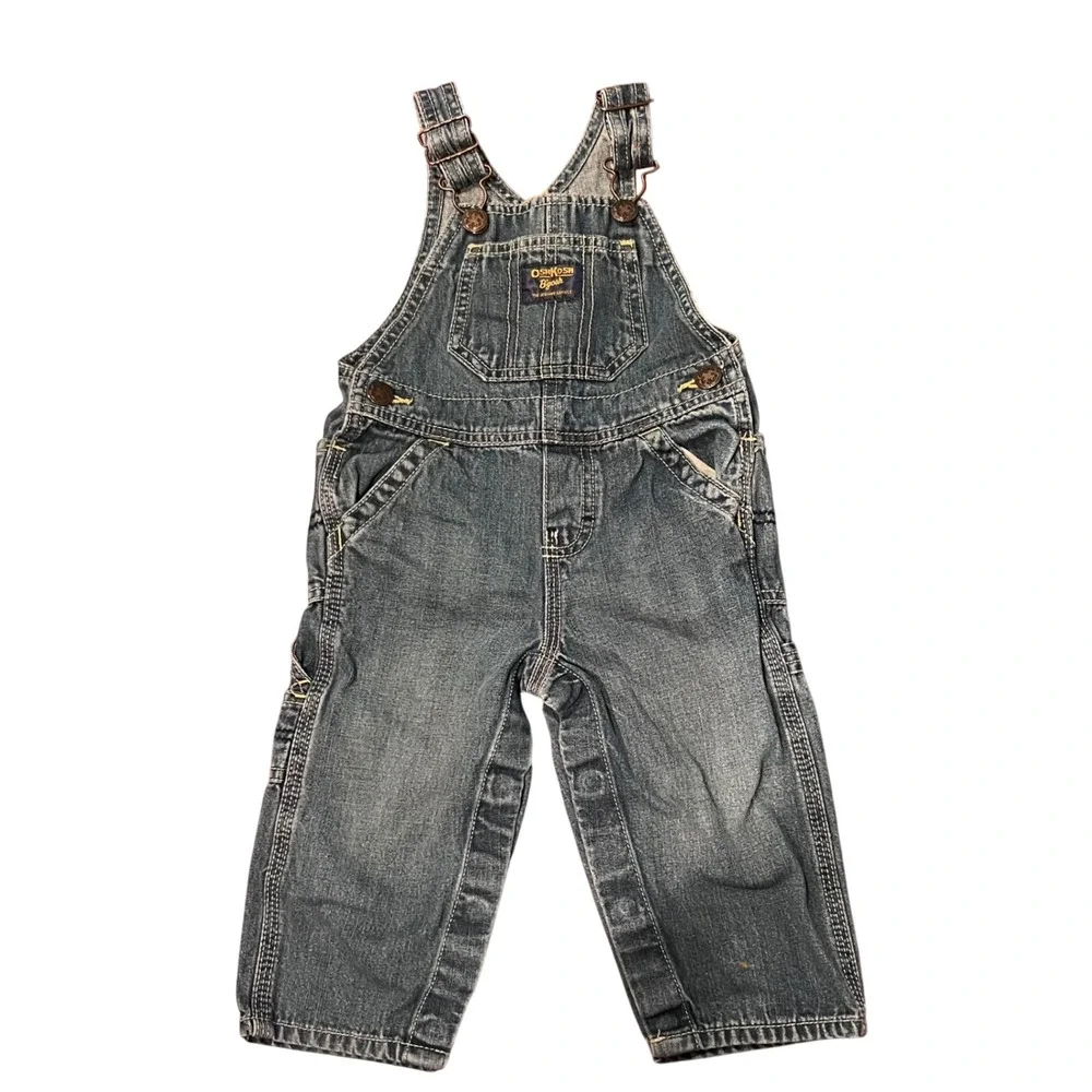 OshKosh B'gosh Kids Blue Denim Vestbak Carpenter Overalls Bibs 12 Months